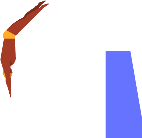 A man diving off of a tall diving board.