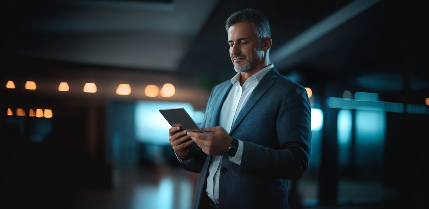 Executive looking at an iPad