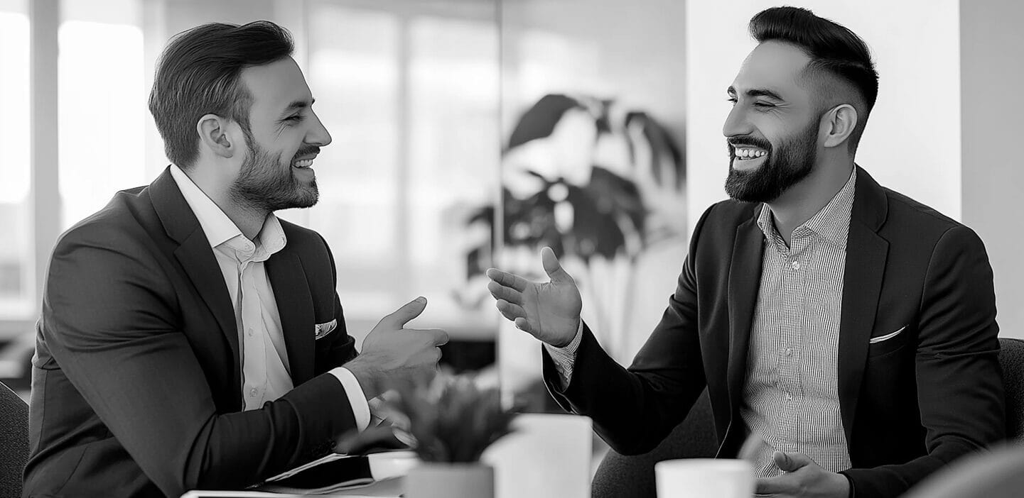 Two men having a conversation 