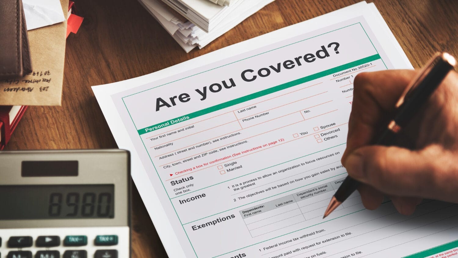 Filling out insurance form to secure errors and omissions insurance policy protection