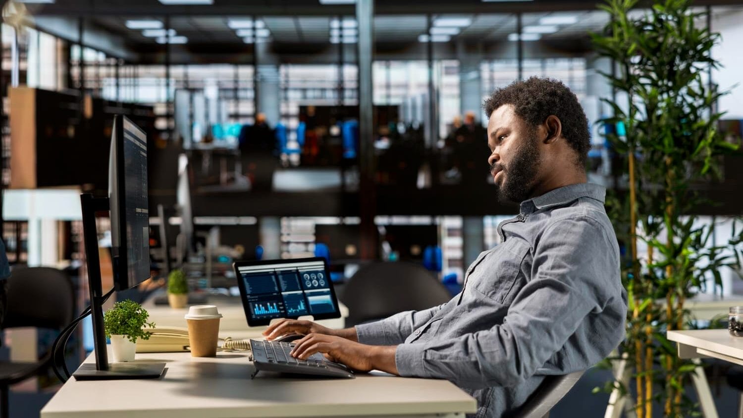 Professional working with information technology insurance planning