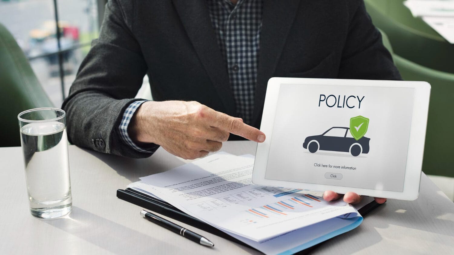Professional liability insurance for CPAs shown on tablet during policy review