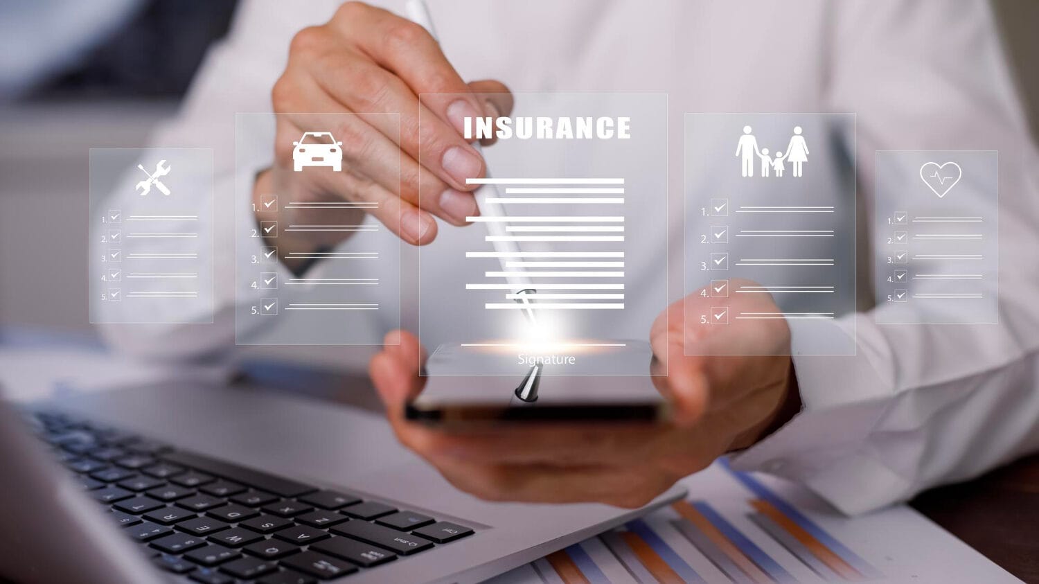 How much is business insurance shown on digital policy review screen