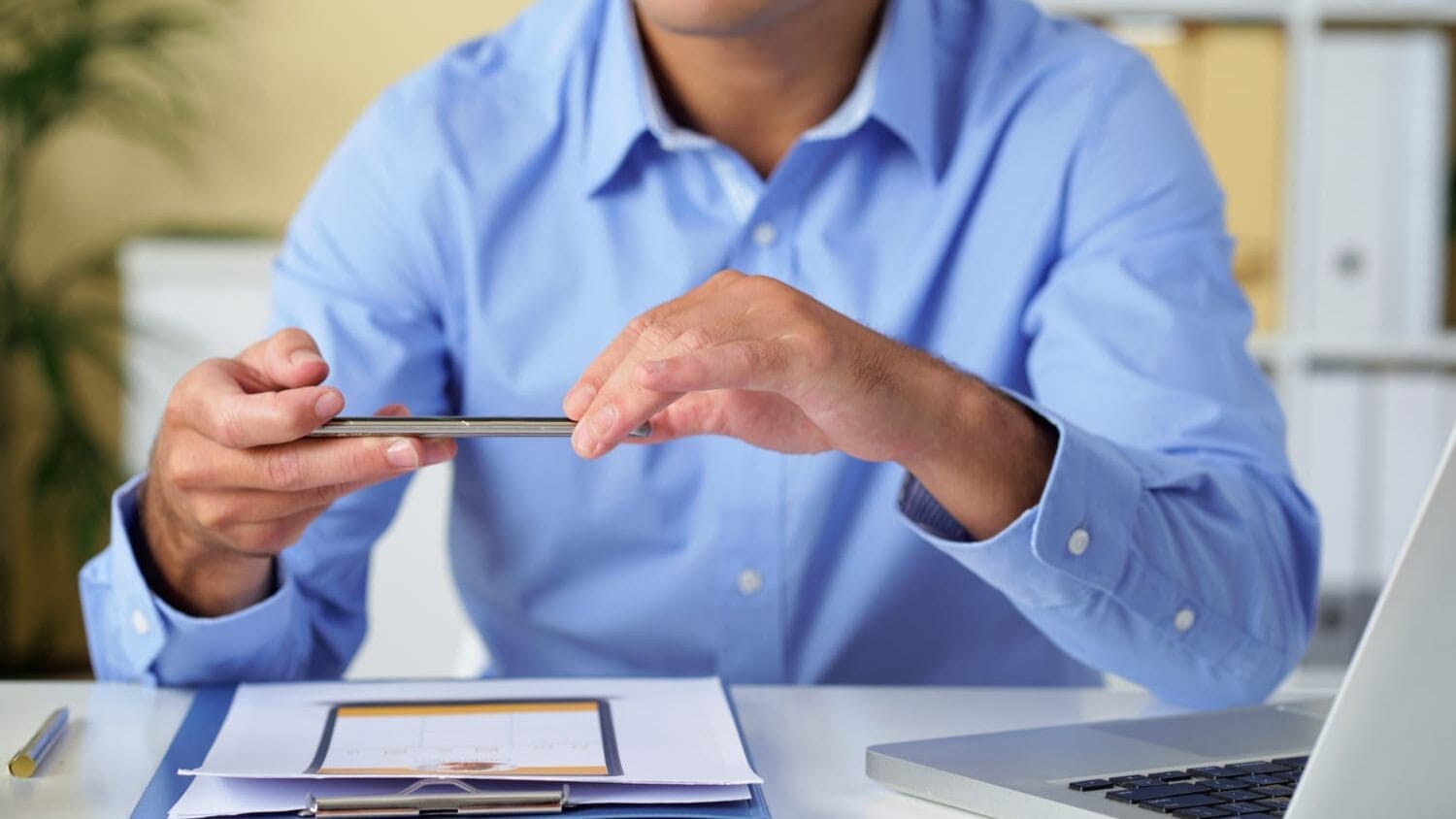Business professional checking pay documents